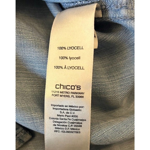 Chico’s Women’s Size 0 US/Small Blue Chambray Button Up Shirt - Picture 6 of 7